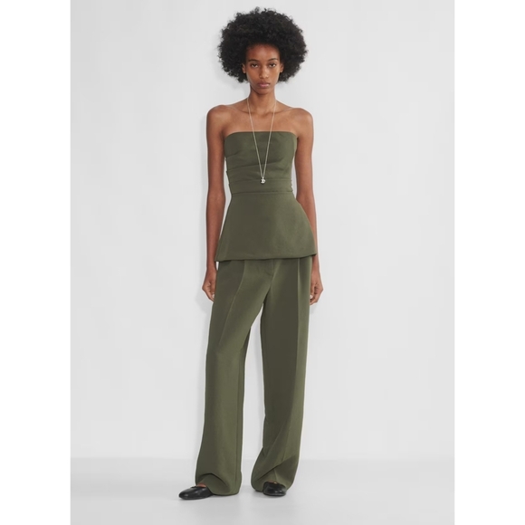 NWT WILFRED Lilou Tube Top Deep Olive Green Strapless XXS ARITZIA - Picture 4 of 10
